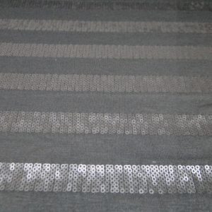 Jersey stof, streep motief, pailletten, zwart. KL169 X1391