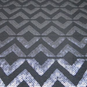 Jersey stof, zigzag/v motief, pailletten, navy. KL108 X1389