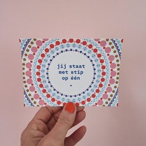 Ansichtkaart Jij staat met stip op één