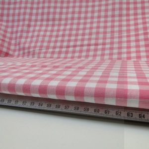 Katoen stof ruit roze met wit,1R011