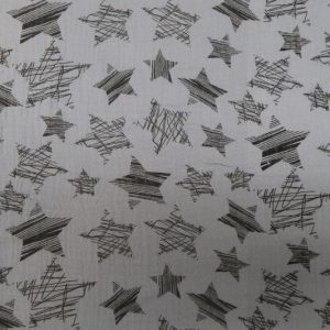 Hydrofiele stof, dubbeldoek, sterren, jeans blauw/zwart. X1965