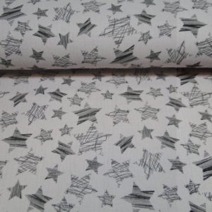 Hydrofiele stof, dubbeldoek,sterren, roze/zwart. X1933