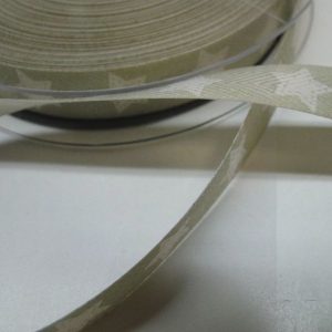 Lint ster print, katoen olijf, ecru ,kl.543 B0219