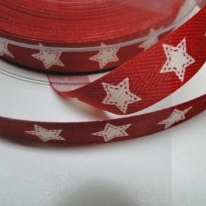 Lint ster print, katoen rood ecru ,kl.20 , B0222