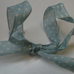 Lint ster print, met ijzerdraad, azuur blauw, off white, B0211