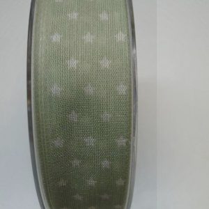 Lint ster print, met ijzerdraad, mint groen, off white, B0216