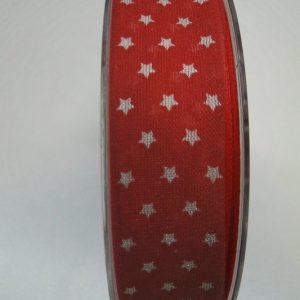 Lint ster print, met ijzerdraad, rood, off white, B0212