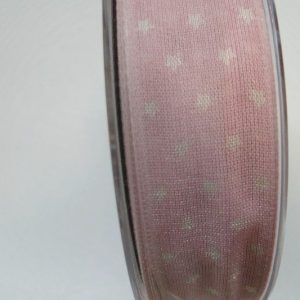 Lint ster print, met ijzerdraad, roze, off white, B0213