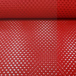 Lycra gaatjes stof, opengewerkt grote mazen, rood,LYM05