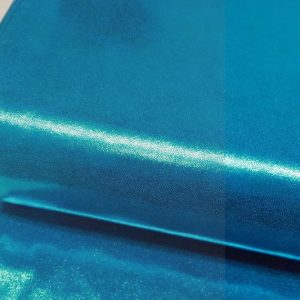 Lycra stof, 4 way stretch, aqua blauw/zilver. X3031