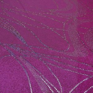 Lycra stof roze met zilver draad motief, M626
