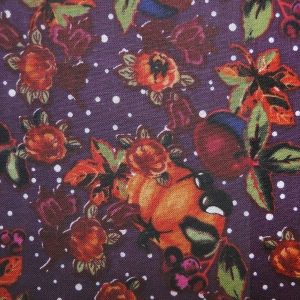 Quilt stof donkerrood met oranje pompoenen, Q024