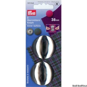 Stofknopen MS zilverkleurig 38 mm zonder matrijs, 2 stuks, 323164