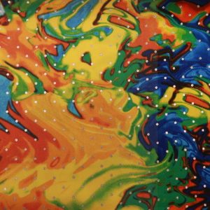 Texture stof, fantasie/verf print met zilveren stippen. R050