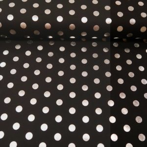 Texture stof, stippen print, zwart/zilver, X2491