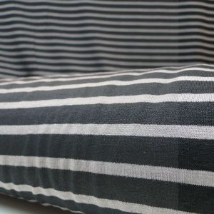 Tricot stof W203, streep zwart, licht bruin zeer soepel vallend