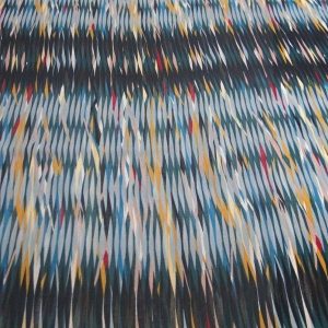 Voile B569 slierten blauw, petrol, mosterd, blauwzwart