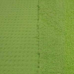 Wafeldoek stof, lime, binnenzijde badstof, WB023