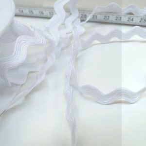 Zigzag band, katoen, 43 wit, 14 mm